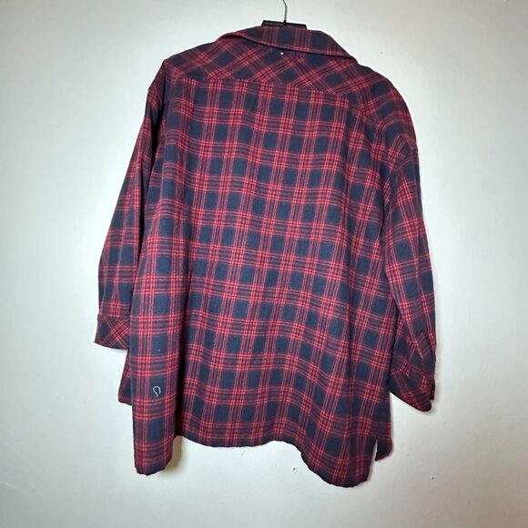 Superdown Red & Navy Plaid Flannel Shirt – Size XS - Picture 6 of 11